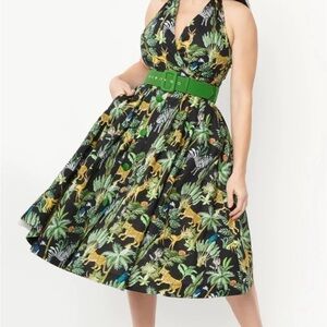 Unique Vintage Tarrytown Hostess Jungle Print Dress Size XS/2